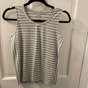 Banana Republic Factory White and Gray Striped Sleeveless Tank Top